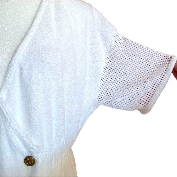 Vintage 80’s  Nautical Terrycloth Wrap Swim Cover Up Robe In White - Picture 5 of 16